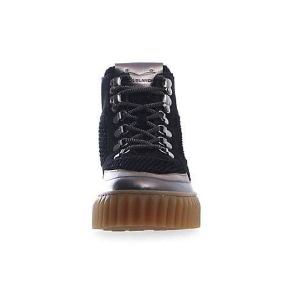 Eva Shearling Embossed Velvet Leather Hiking Boots - Picture 3 of 5